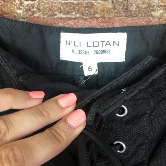 NWT Nili Lotan Lace Up Avery Black Pants Size 6 - Picture 5 of 7